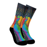 LGBT Pride Rainbow Hand Print Crew Socks