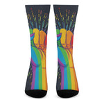 LGBT Pride Rainbow Hand Print Crew Socks