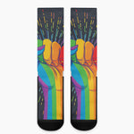 LGBT Pride Rainbow Hand Print Crew Socks