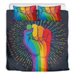 LGBT Pride Rainbow Hand Print Duvet Cover Bedding Set