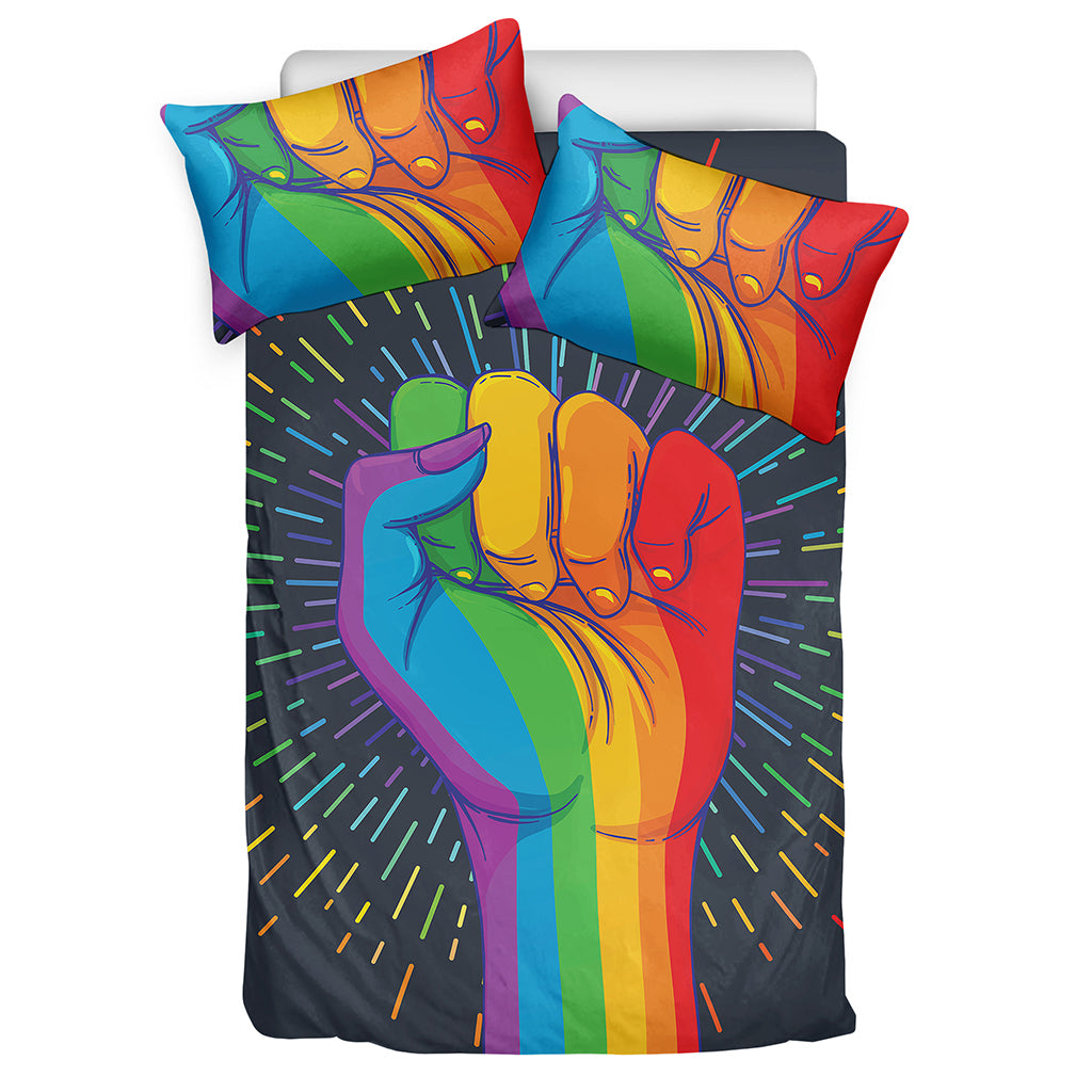 LGBT Pride Rainbow Hand Print Duvet Cover Bedding Set