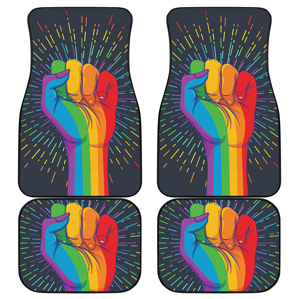 LGBT Pride Rainbow Hand Print Front and Back Car Floor Mats