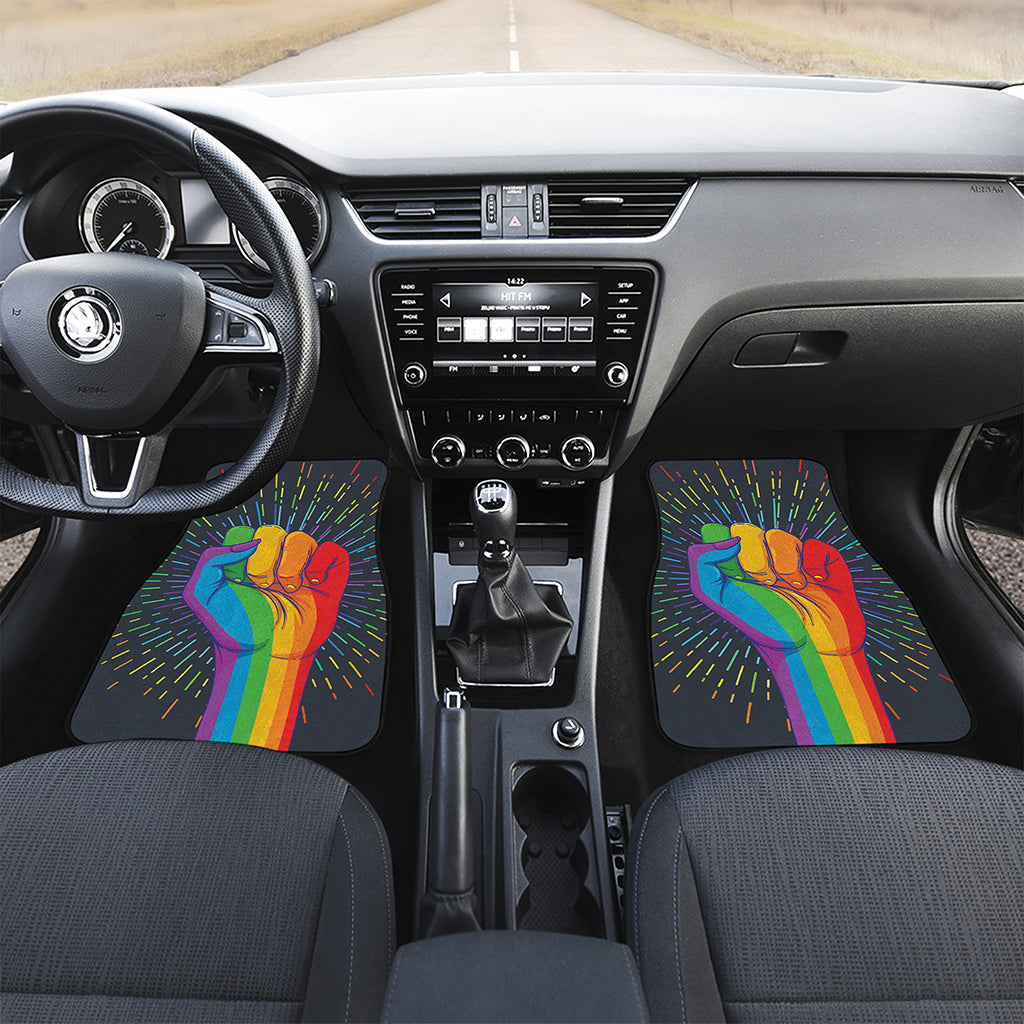 LGBT Pride Rainbow Hand Print Front and Back Car Floor Mats