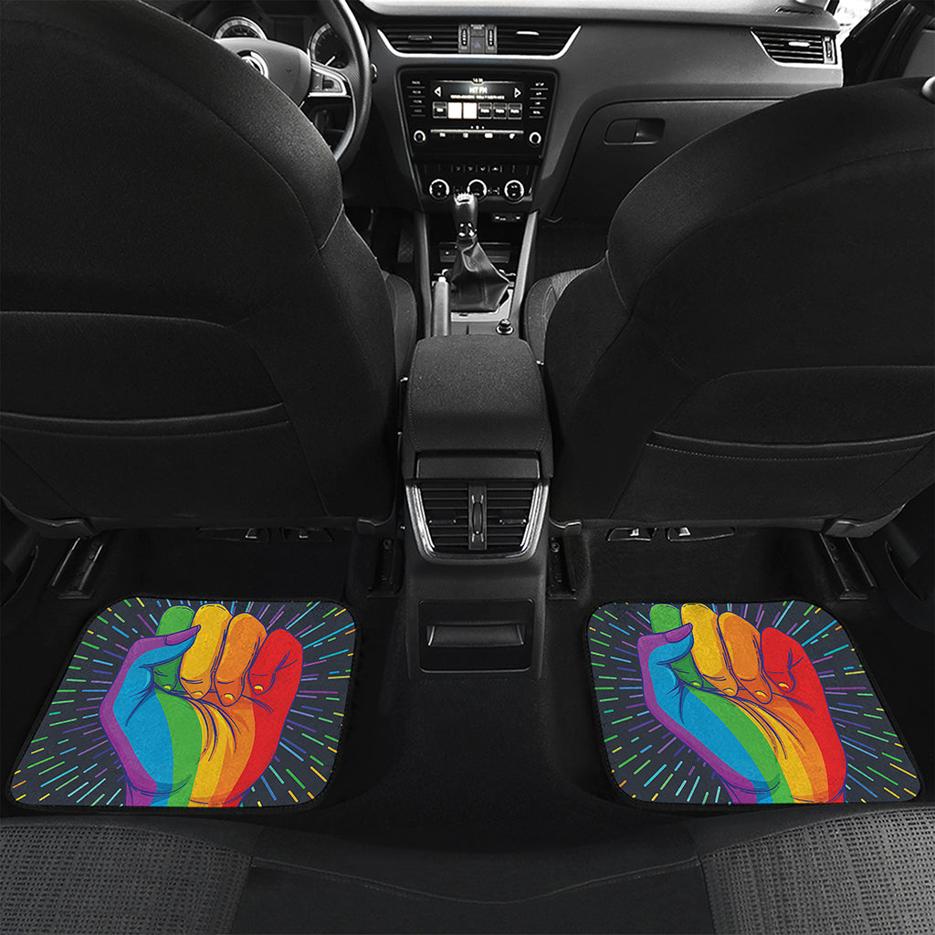 LGBT Pride Rainbow Hand Print Front and Back Car Floor Mats