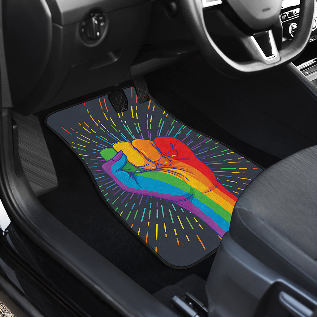 LGBT Pride Rainbow Hand Print Front and Back Car Floor Mats