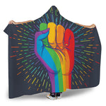 LGBT Pride Rainbow Hand Print Hooded Blanket