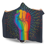 LGBT Pride Rainbow Hand Print Hooded Blanket