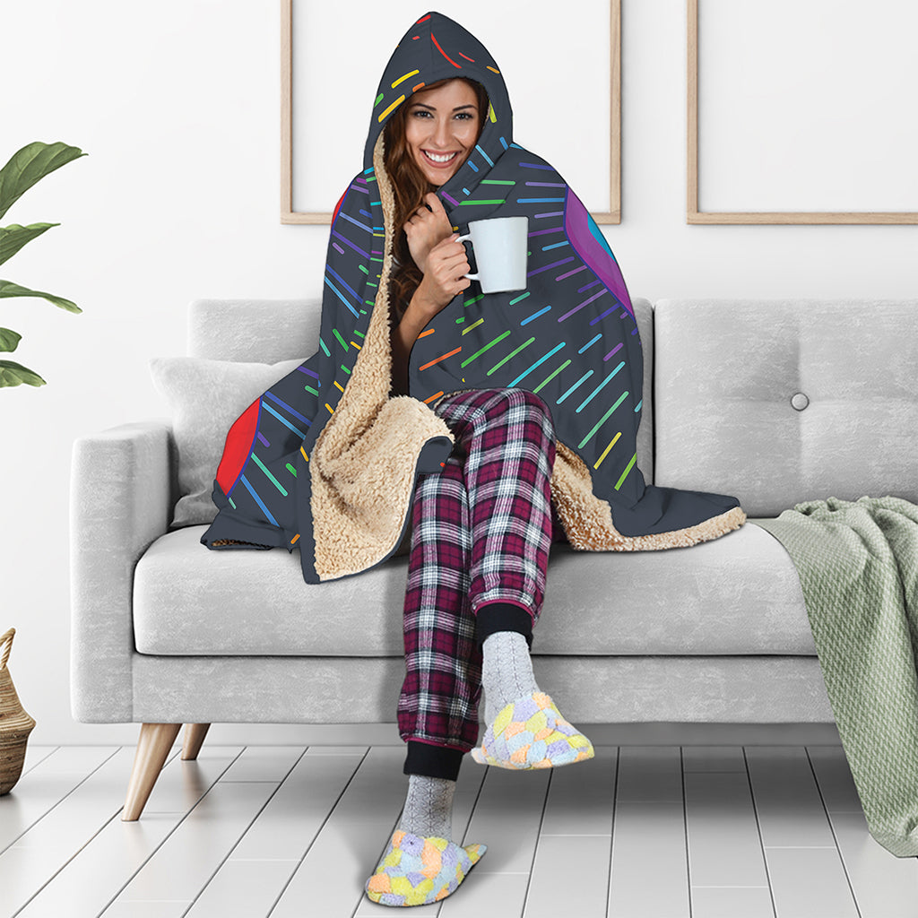 LGBT Pride Rainbow Hand Print Hooded Blanket