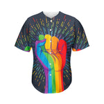 LGBT Pride Rainbow Hand Print Men's Baseball Jersey