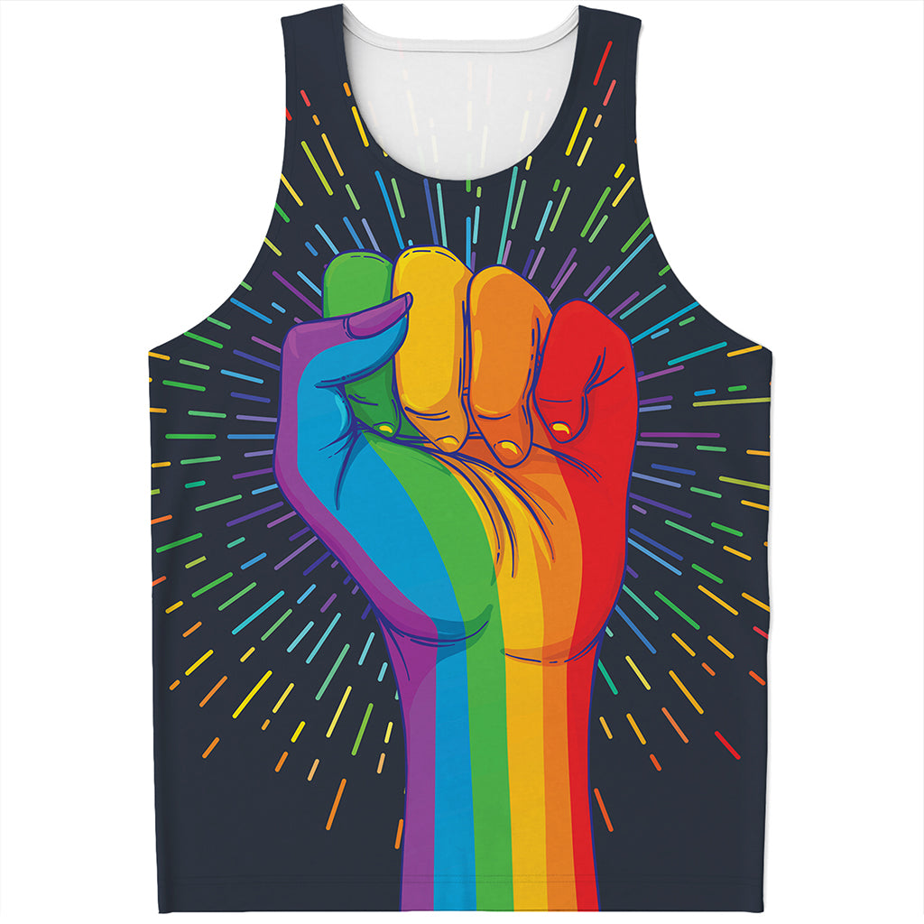 LGBT Pride Rainbow Hand Print Men's Tank Top