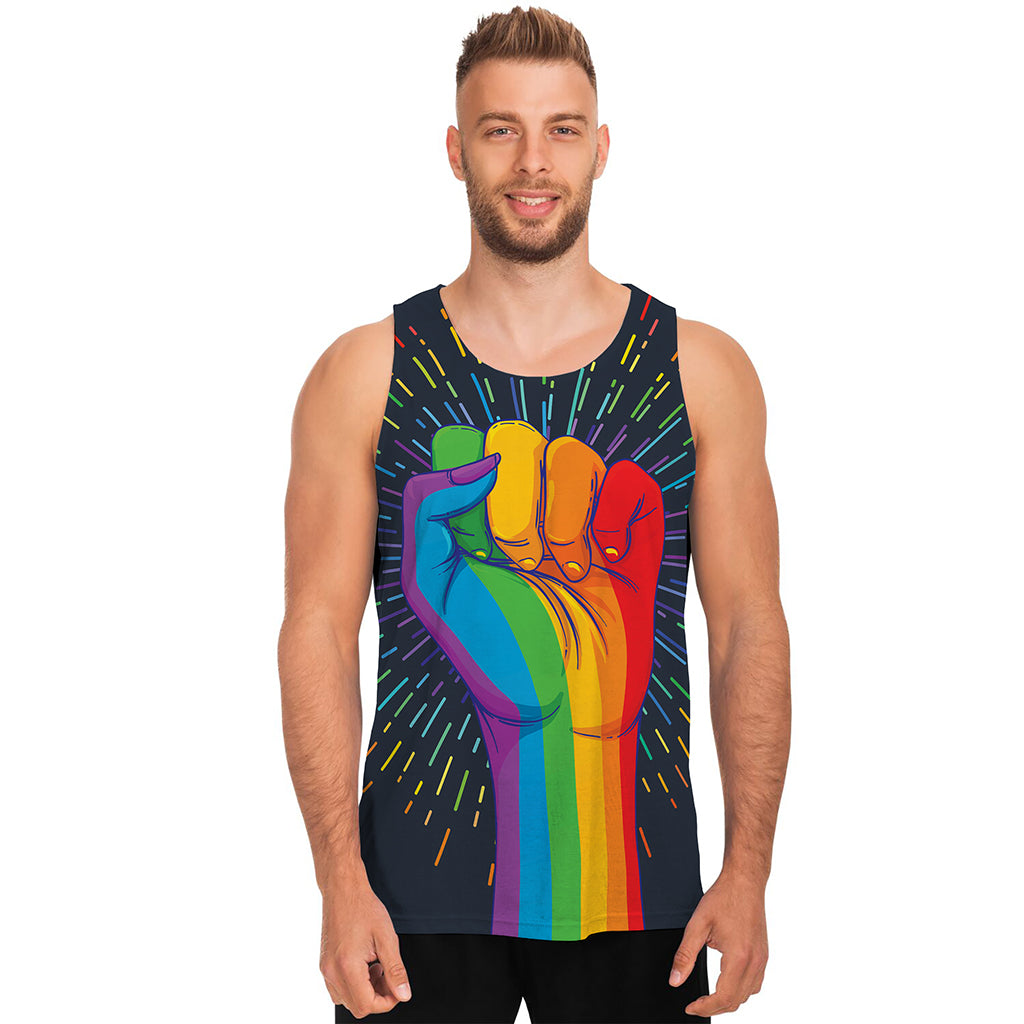 LGBT Pride Rainbow Hand Print Men's Tank Top