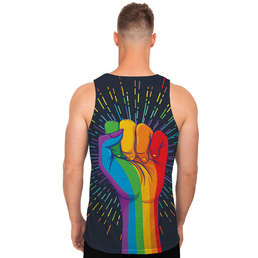 LGBT Pride Rainbow Hand Print Men's Tank Top
