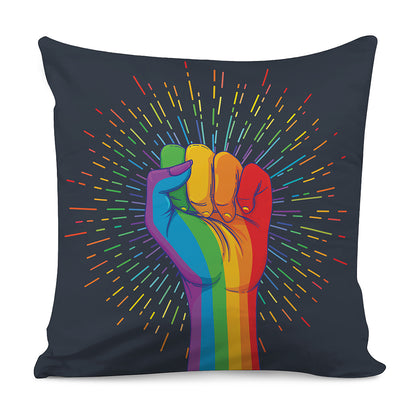 LGBT Pride Rainbow Hand Print Pillow Cover