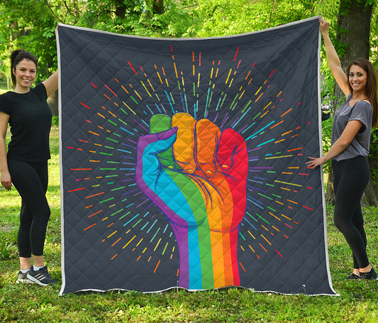 LGBT Pride Rainbow Hand Print Quilt