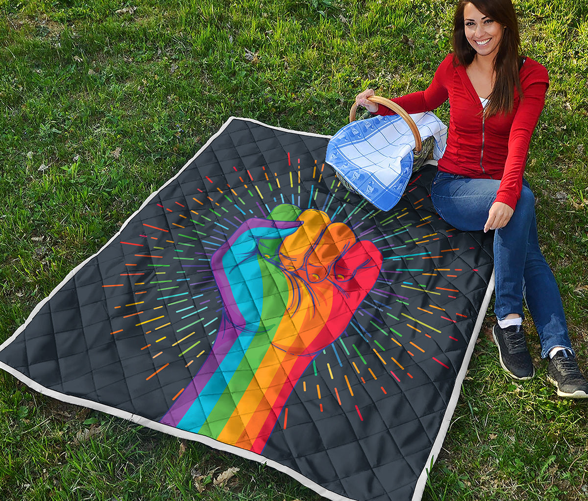 LGBT Pride Rainbow Hand Print Quilt