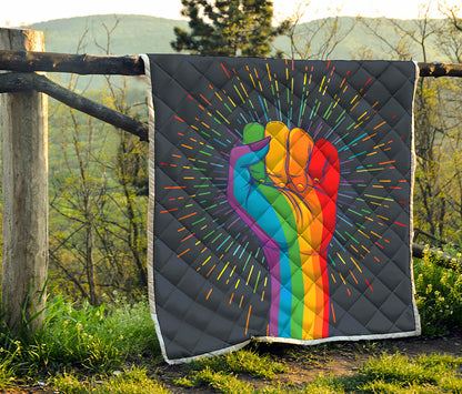 LGBT Pride Rainbow Hand Print Quilt