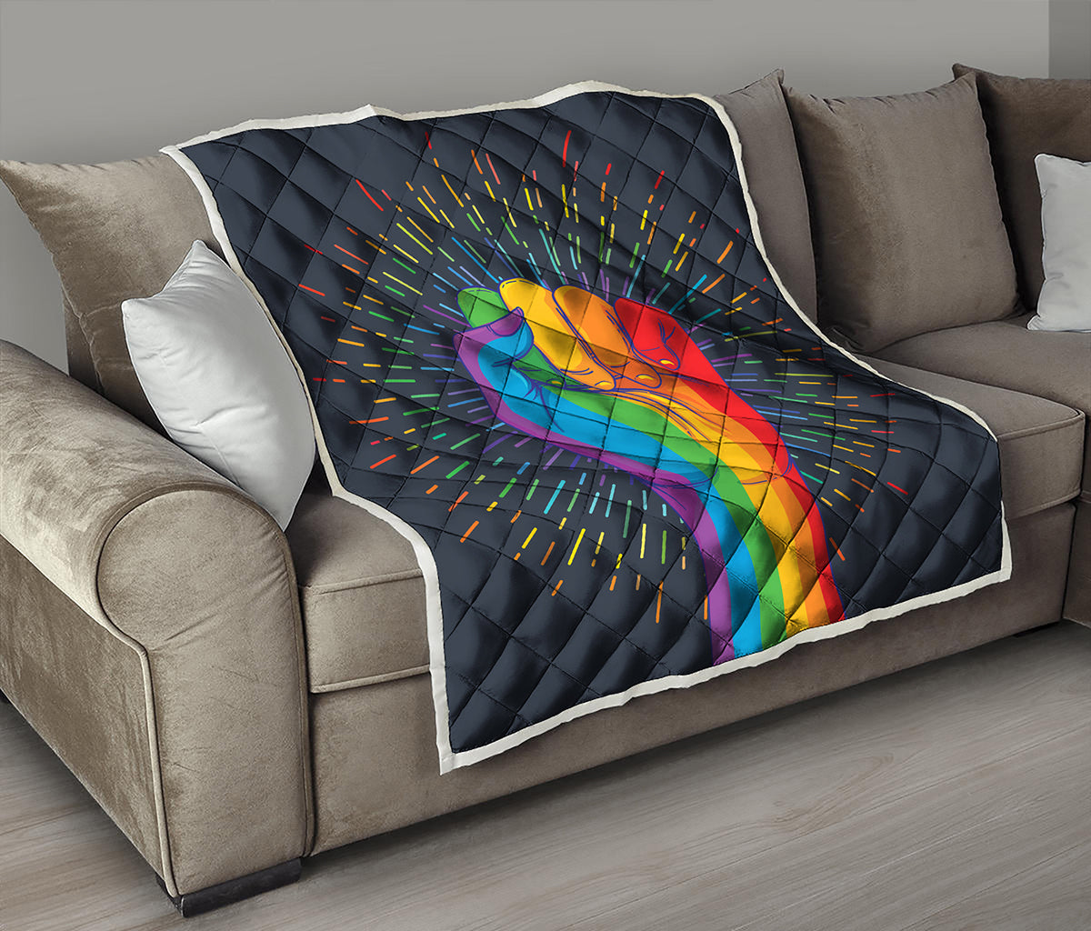 LGBT Pride Rainbow Hand Print Quilt