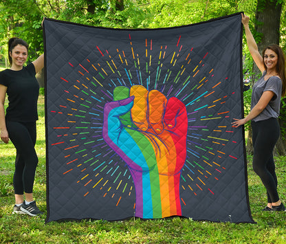 LGBT Pride Rainbow Hand Print Quilt