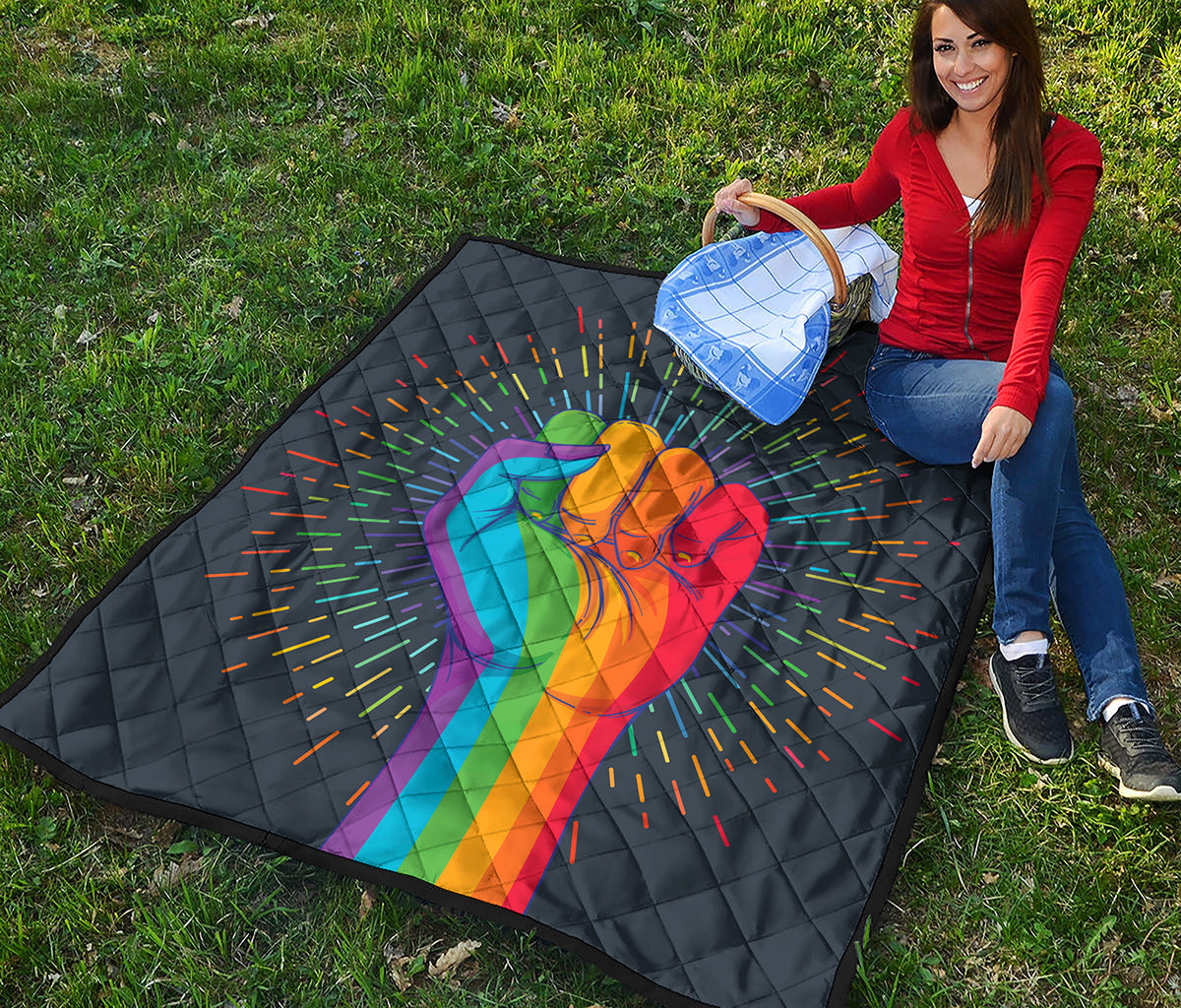 LGBT Pride Rainbow Hand Print Quilt