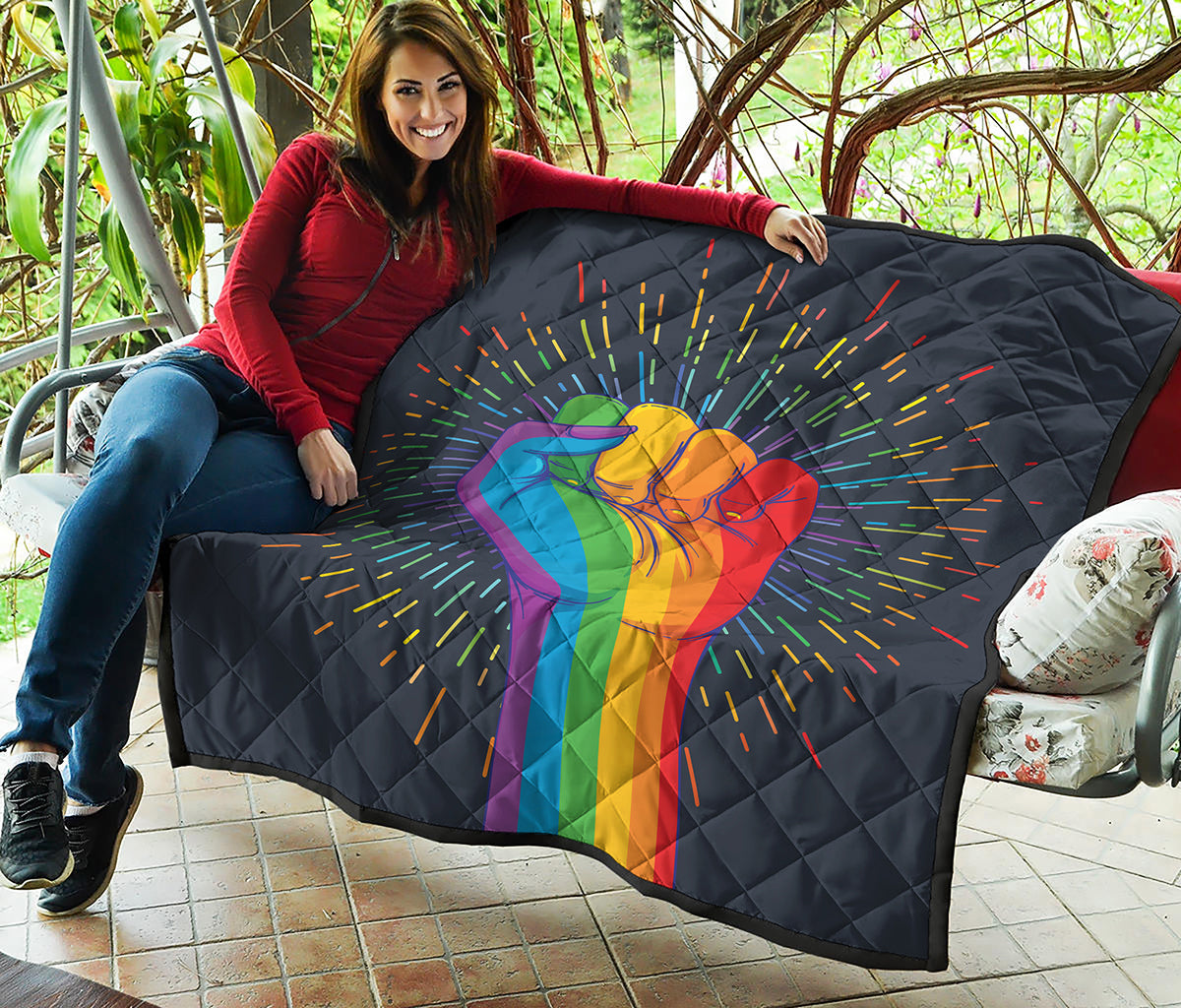 LGBT Pride Rainbow Hand Print Quilt