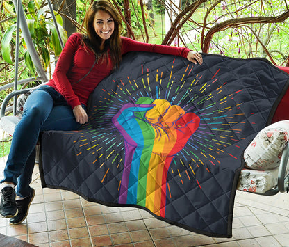 LGBT Pride Rainbow Hand Print Quilt
