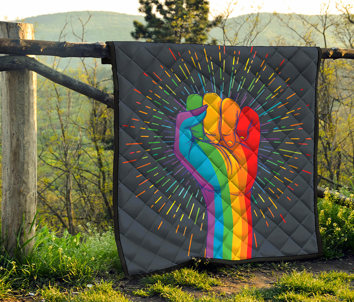 LGBT Pride Rainbow Hand Print Quilt