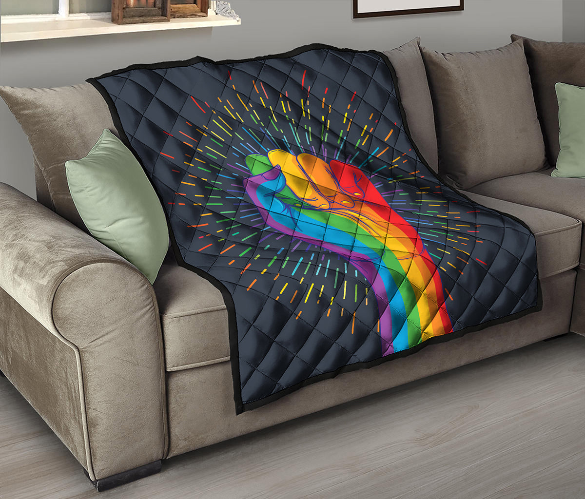 LGBT Pride Rainbow Hand Print Quilt