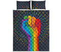 LGBT Pride Rainbow Hand Print Quilt Bed Set