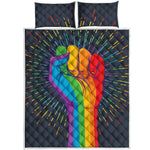 LGBT Pride Rainbow Hand Print Quilt Bed Set