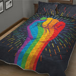 LGBT Pride Rainbow Hand Print Quilt Bed Set