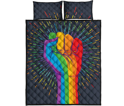 LGBT Pride Rainbow Hand Print Quilt Bed Set