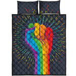 LGBT Pride Rainbow Hand Print Quilt Bed Set