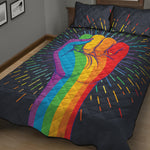 LGBT Pride Rainbow Hand Print Quilt Bed Set