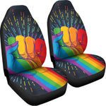 LGBT Pride Rainbow Hand Print Universal Fit Car Seat Covers