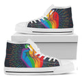 LGBT Pride Rainbow Hand Print White High Top Sneakers