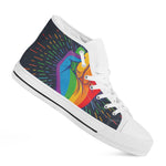 LGBT Pride Rainbow Hand Print White High Top Shoes