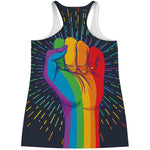 LGBT Pride Rainbow Hand Print Women's Racerback Tank Top