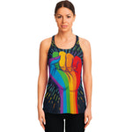 LGBT Pride Rainbow Hand Print Women's Racerback Tank Top