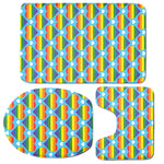 LGBT Pride Rainbow Heart Pattern Print 3 Piece Bath Mat Set