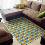 LGBT Pride Rainbow Heart Pattern Print Area Rug
