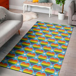 LGBT Pride Rainbow Heart Pattern Print Area Rug