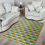 LGBT Pride Rainbow Heart Pattern Print Area Rug