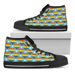 LGBT Pride Rainbow Heart Pattern Print Black High Top Shoes