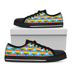 LGBT Pride Rainbow Heart Pattern Print Black Low Top Shoes