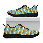 LGBT Pride Rainbow Heart Pattern Print Black Sneakers