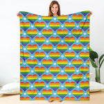 LGBT Pride Rainbow Heart Pattern Print Blanket