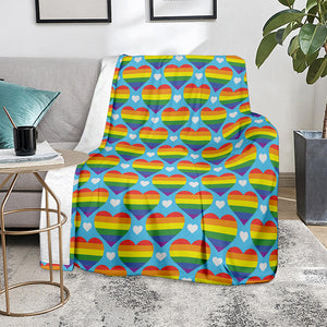 LGBT Pride Rainbow Heart Pattern Print Blanket