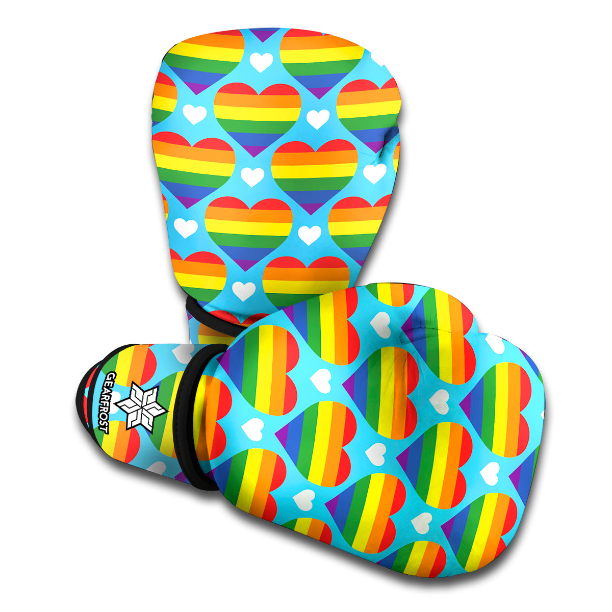 LGBT Pride Rainbow Heart Pattern Print Boxing Gloves