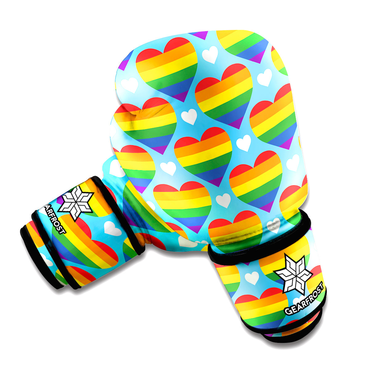 LGBT Pride Rainbow Heart Pattern Print Boxing Gloves