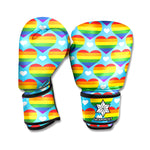 LGBT Pride Rainbow Heart Pattern Print Boxing Gloves